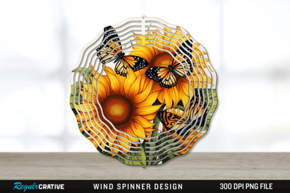 Butterfly Sunflowers Wind Spinner Png Graphic Illustrations By Regulrcrative