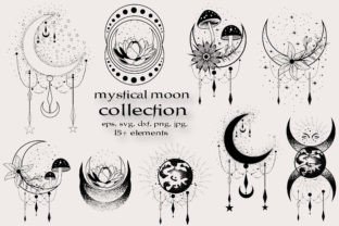 Hand Drawn Mystical Moon Collection Graphic 3D SVG By ABDUR RASHID 1