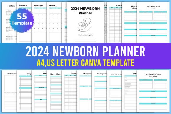 2024 Newborn Planner Canva Template Grafica KDP Interni Di designmela01