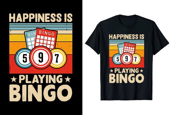 Casino Vintage Bingo T-shirt Design Graphic T-shirt Designs By tee_expert