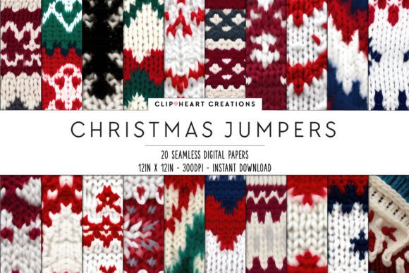 Christmas Jumper Texture Digital Papers Gráfico Patrones IA Por clipheartcreations
