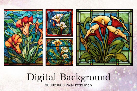 Flower Stained Glass Texture Background Grafika Tła Przez sistadesign29