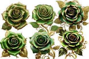 Green Gold Glam Rose Clipart Illustration PNG transparents AI Par sayedhasansaif04 1
