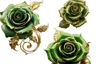 Green Gold Glam Rose Clipart Illustration PNG transparents AI Par sayedhasansaif04 2