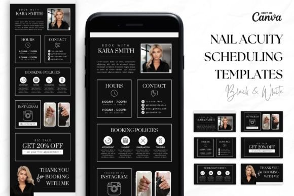 Nail Tech Acuity Scheduling • Canva Grafica Siti Web Di OniriqveDesigns