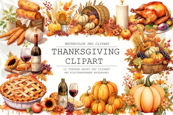 Thanksgiving Clipart Bundle Fall PNG Graphic Illustrations By Ak Artwork