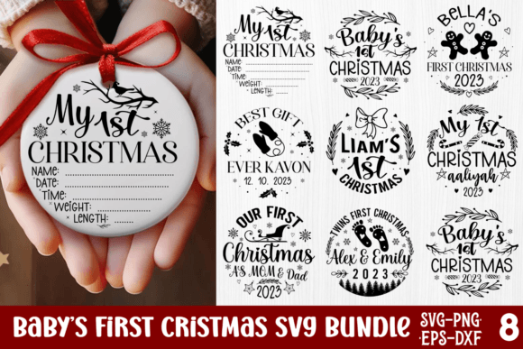 Baby's First Christmas SVG Bundle Gráfico Manualidades Por CraftArt