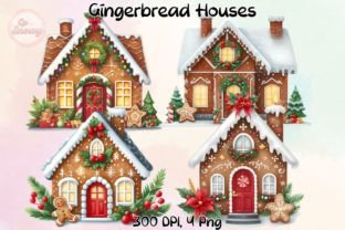 Christmas Gingerbread Houses Sublimation Illustration Illustrations Imprimables Par CpSnowy 1