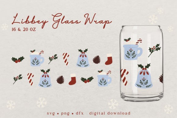 Christmas Libbey Glass Wrap. Cute SVG Grafik Plotterdateien Von mookamook