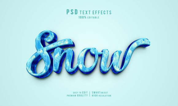Creative Snow Editable 3d Text Effect Gráfico Complementos Creativos Por visualeffects102