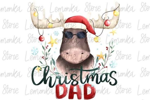 Funny Christmas Deer PNG for Daddy Gráfico Ilustraciones Imprimibles Por LemonkaStore