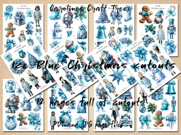 Ice Blue Christmas Winter Cutouts Illustration Illustrations Imprimables Par Carolines Craft Tree
