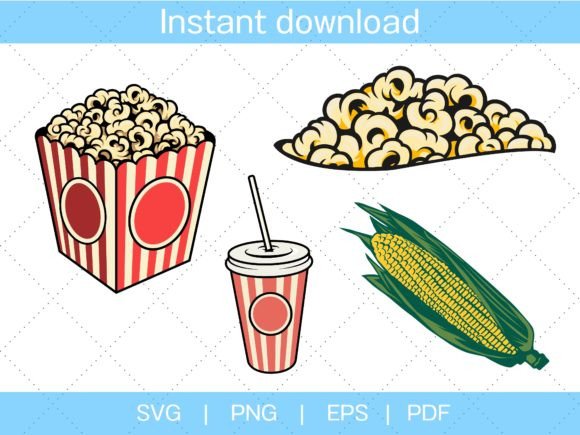 Popcorn Svg, Sweetcorn Svg Graphic Illustrations By arthittm2