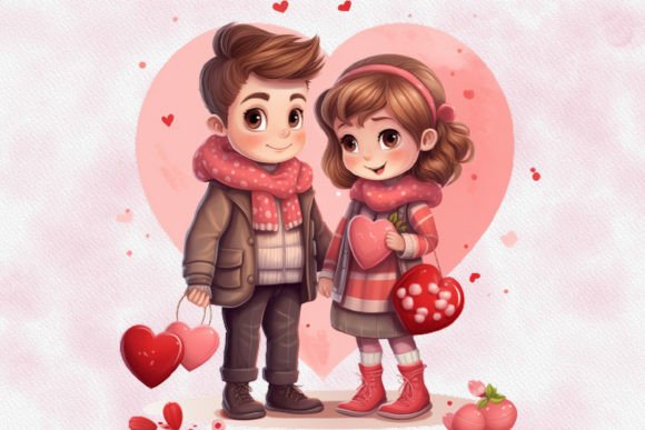 Valentines Day Cute Boy and Girl Clipart Grafik KI Transparente PNGs Von sayedhasansaif04