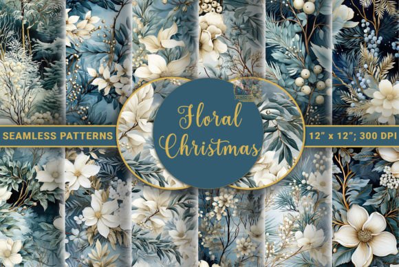 Winter Bloom Elegance - Christmas Floral Graphic Patterns By Fun Digital