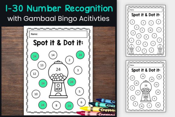 0-30 Number Recognition Gumball Mania Graphic 1st grade By TheStudyKits