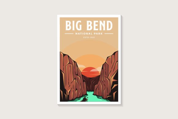 Big Bend National Park Poster Vector Graphic Illustrations By DOMHOUZE