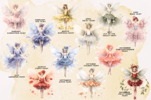 Birth Flower Fairy Clipart Watercolor Grafika Ilustracje do Druku Przez Enchanted Marketing Imagery 2