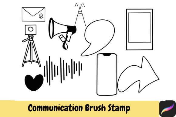 Communication Brush Stamps Procreate Grafika Pędzle Przez BeautifulHandmadeArt