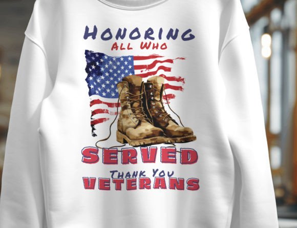 Honoring All Who Served Thank You Vetera Graphic T-shirt Designs By DeeNaenon