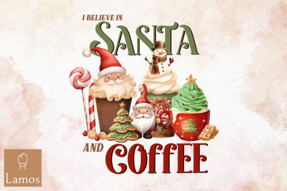 I Believe in Santa and Coffee Gráfico Manualidades Por Lamos Sublimation