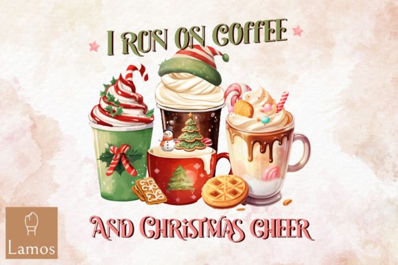 I Run on Coffee and Christmas Tree Gráfico Manualidades Por Lamos Sublimation