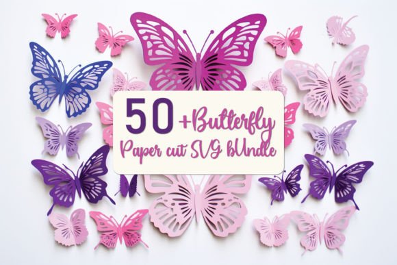 Paper Cut Butterfly SVG Mega Bundle Gráfico SVG 3D Por NGISED