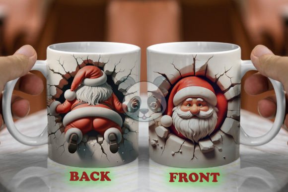 Santa Claus Break Through 3D Mug Wrap Graphic Crafts By Pandastic