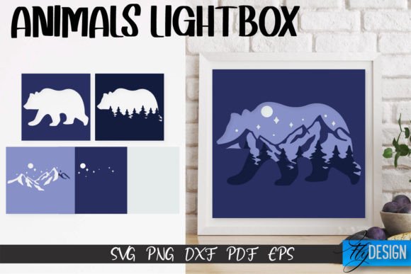 Bear Lightbox SVG Design | Paper Cut Grafika Rękodzieła Przez flydesignsvg