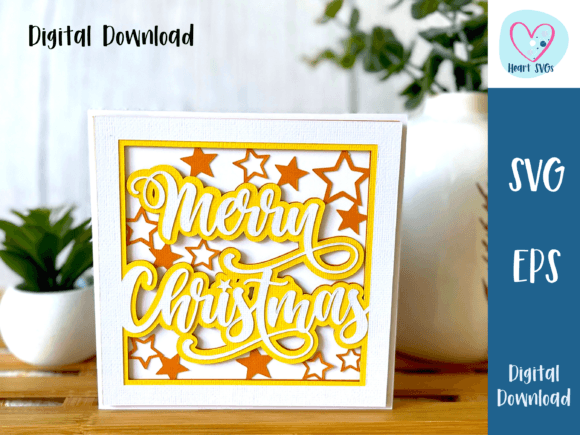 Christmas Card Stars SVG Graphic 3D Christmas By heartsvgs