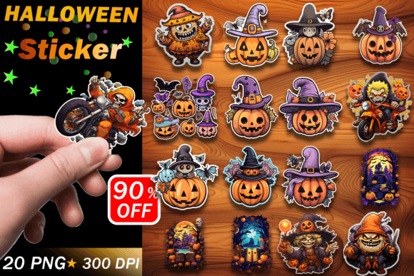 Cute Halloween Stickers Pack Graphic AI Illustrations By Digital Design