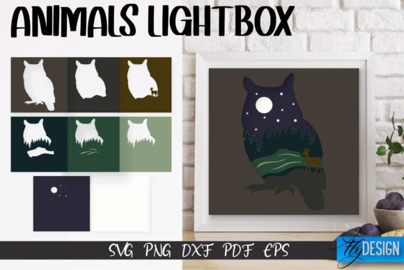 Owl Lightbox SVG Design | Paper Cut Grafika Rękodzieła Przez flydesignsvg