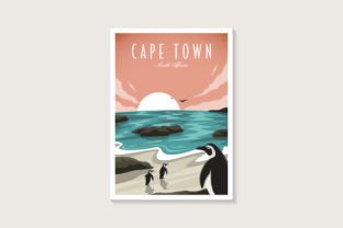 Penguin on Cape Town Beach Poster Graphic Illustrations By DOMHOUZE