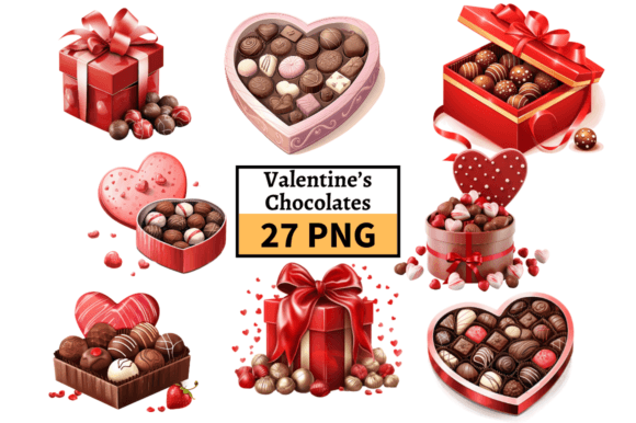 Valentine Box of Chocolates, Sweet Love Graphic Illustrations By MashMashStickers