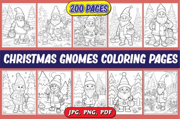 200 Christmas Gnomes Coloring Pages Graphic Coloring Pages & Books Kids By KIDS ZONE