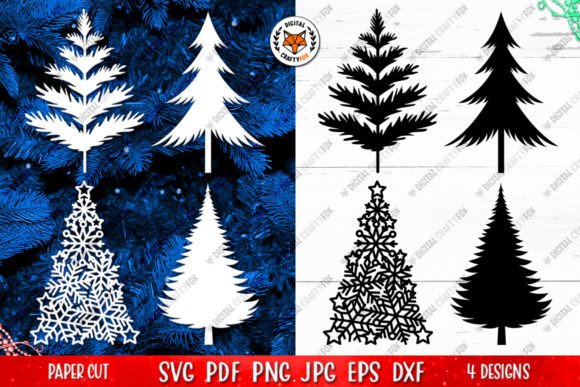 Christmas Tree Paper Cut Template SVG Graphic Illustrations By Digital Craftyfox