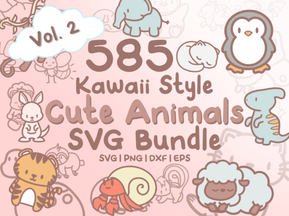 585 Kawaii Animals SVG Illustrations Graphic Illustrations By HalieKStudio