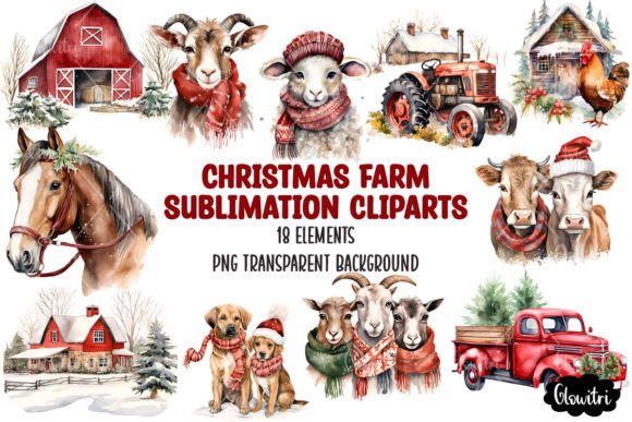 Christmas Farm Sublimation Cliparts Gráfico Manualidades Por Glowitri