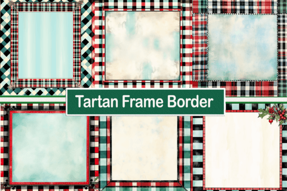 Christmas Tartan Frame Border Graphic Backgrounds By Pro Designer Team