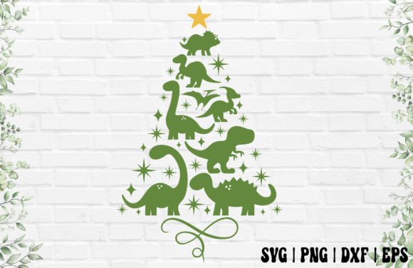 Dinosaur Christmas Tree SVG Gráfico Artesanato Por GraphicsTreasures