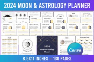 Editable 2024 Moon & Astrology Planner Grafika Wnętrza KDP Przez Shumaya 1