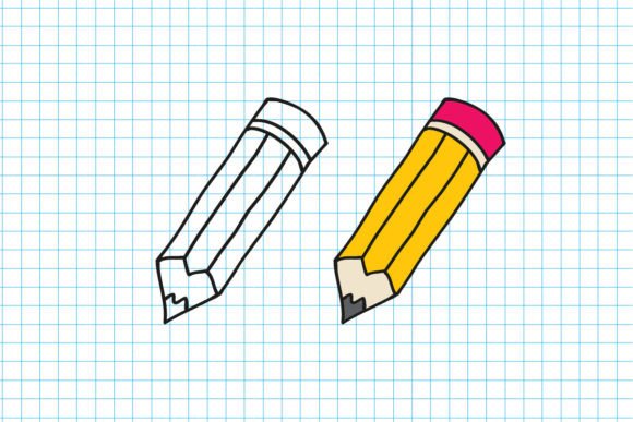 Pencil & Crayon Clipart, Back to School Illustration Artisanat Par NbikhArt
