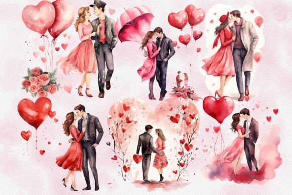 Watercolor Valentines Day Engagement Png Illustration PNG transparents AI Par sayedhasansaif04
