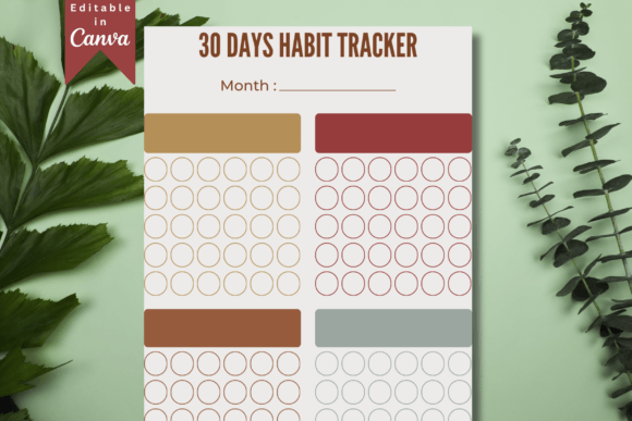 30 Days Habit Tracker Graphic Print Templates By The Grateful Studio
