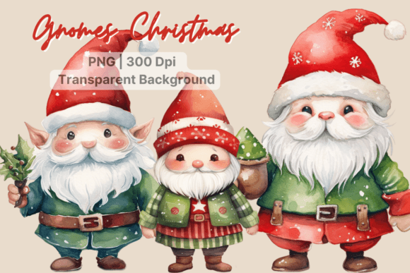 Cute Gnome Christmas Clipart Graphic Illustrations By sasikharn