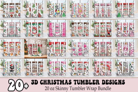 3D Christmas Inflated Tumbler Wrap PNG Graphic Print Templates By BOOcrafts