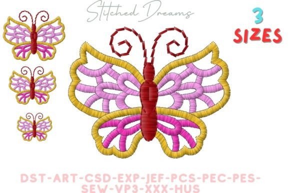 Butterfly Motif Embroidery Design Bugs & Insects Embroidery Design By Stitched Dreams