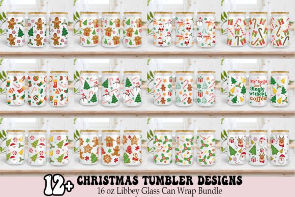 Christmas Libbey Svg Bundle, 16oz Glass Graphic Print Templates By BOOcrafts