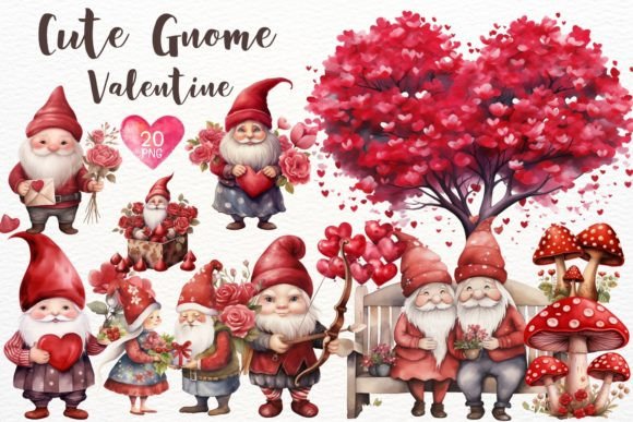 Cute Gnome Valentine Sublimation PNG Afbeelding Afdrukbare Illustraties Door PimmyArt