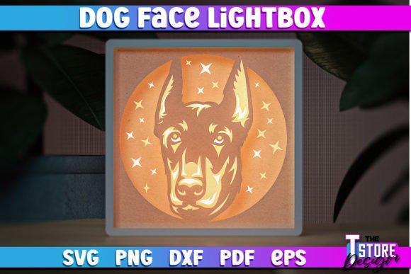 Dog Face Lightbox SVG Design | Paper Cut Afbeelding Crafts Door The T Store Design